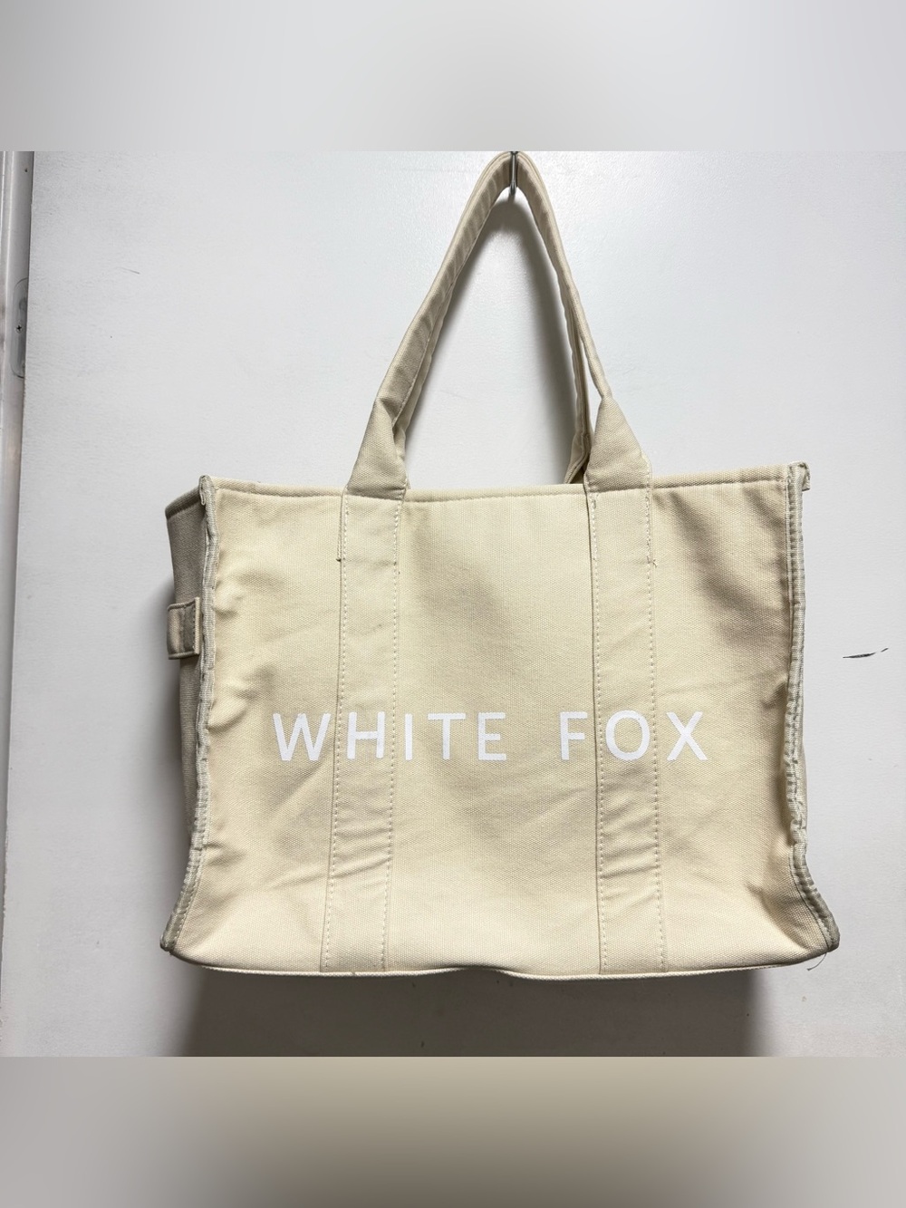 White Fox Boutique Cream Canvas Logo Tote - Picture 3 of 10